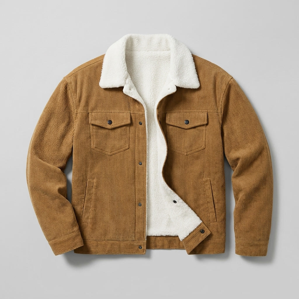 winterjas dames in tailored corduroy voor herfst in Bruin 1