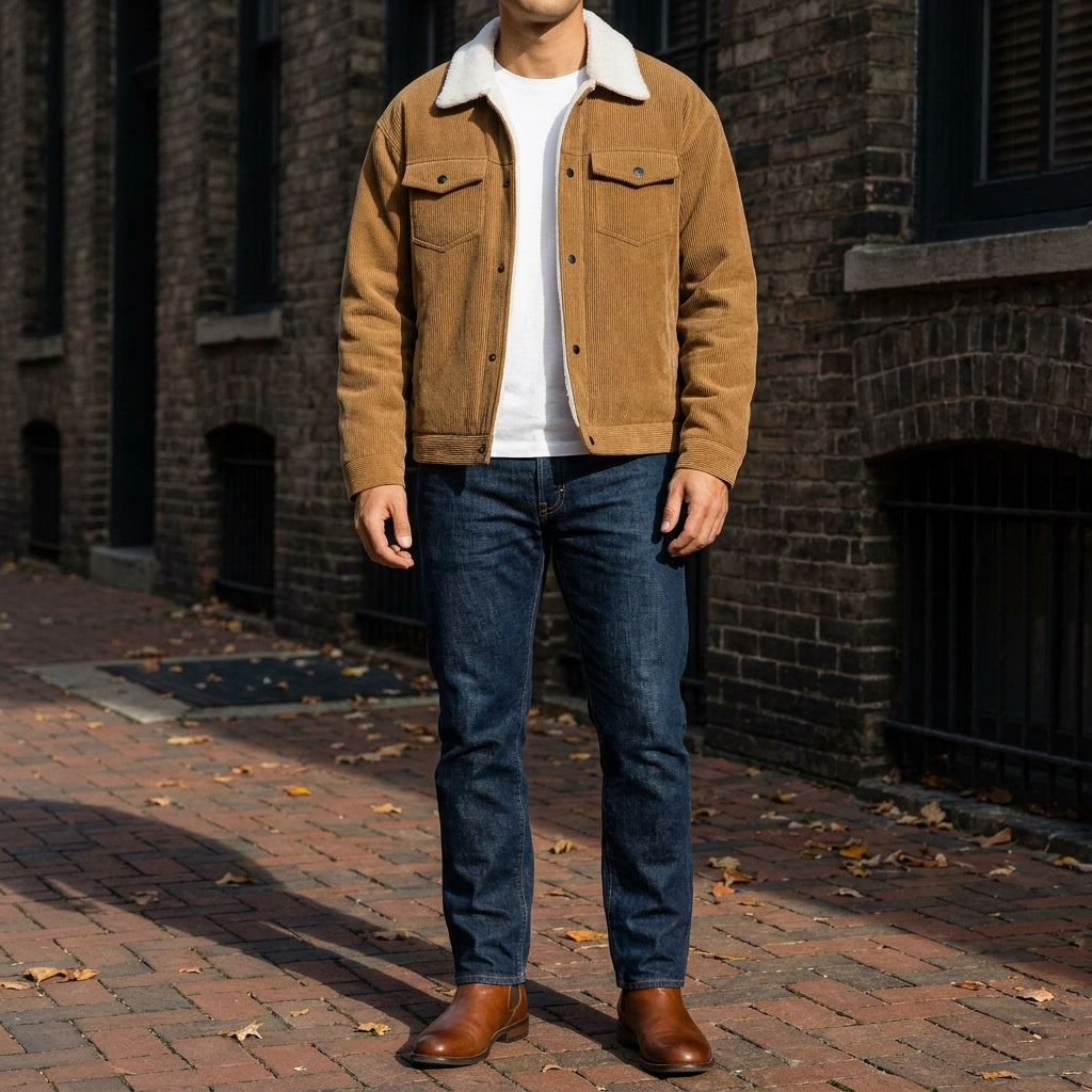 winterjas dames in tailored corduroy voor herfst in Bruin 3