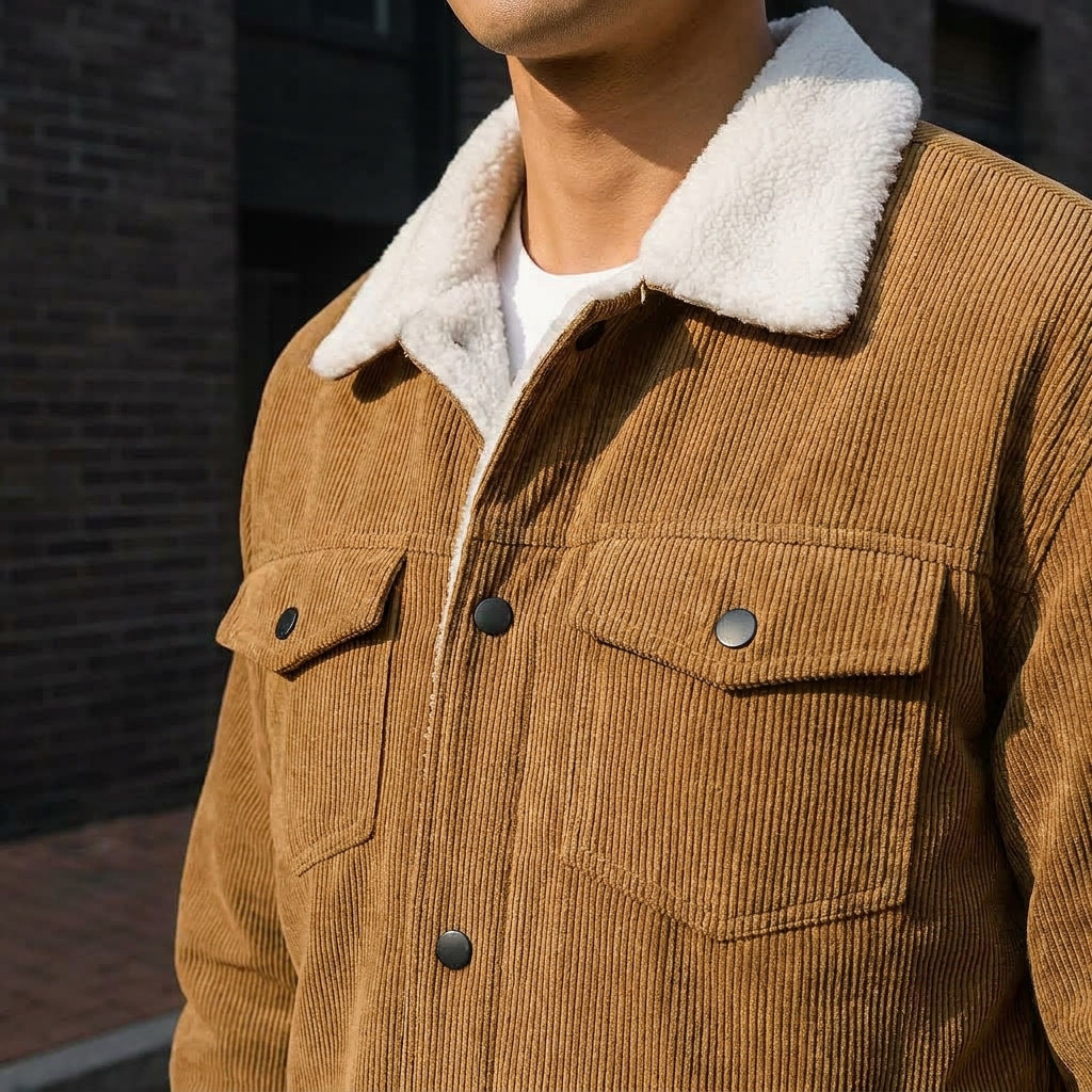 winterjas dames in tailored corduroy voor herfst in Bruin 4