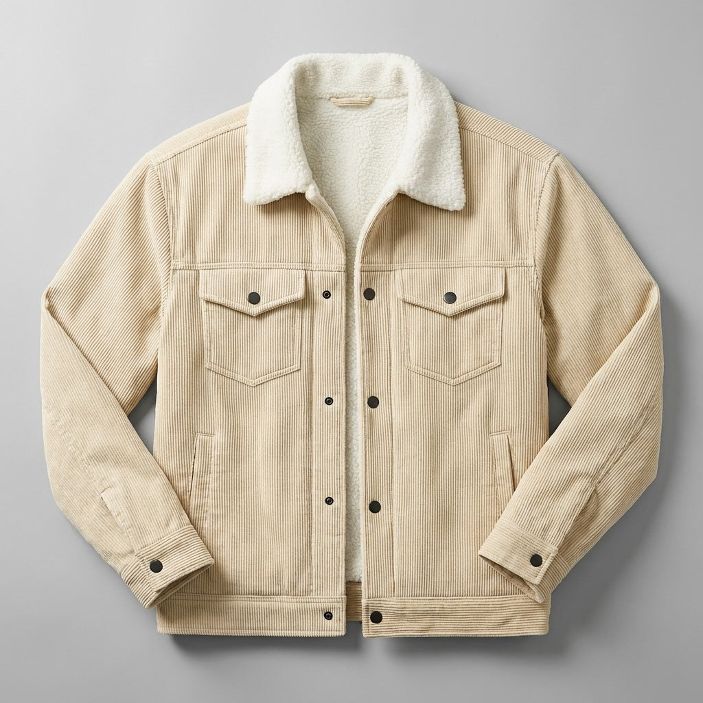 winterjas dames in tailored corduroy voor herfst in Crème 1