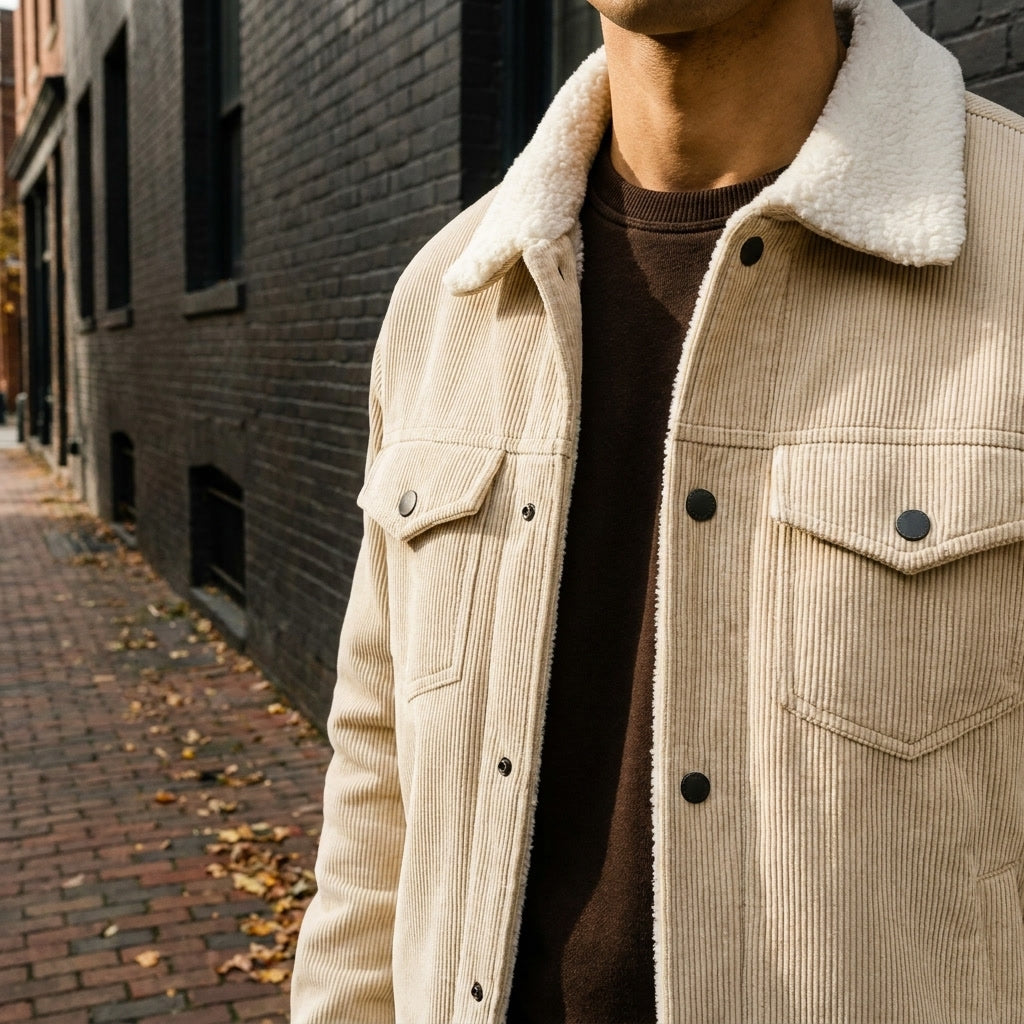 winterjas dames in tailored corduroy voor herfst in Crème 3