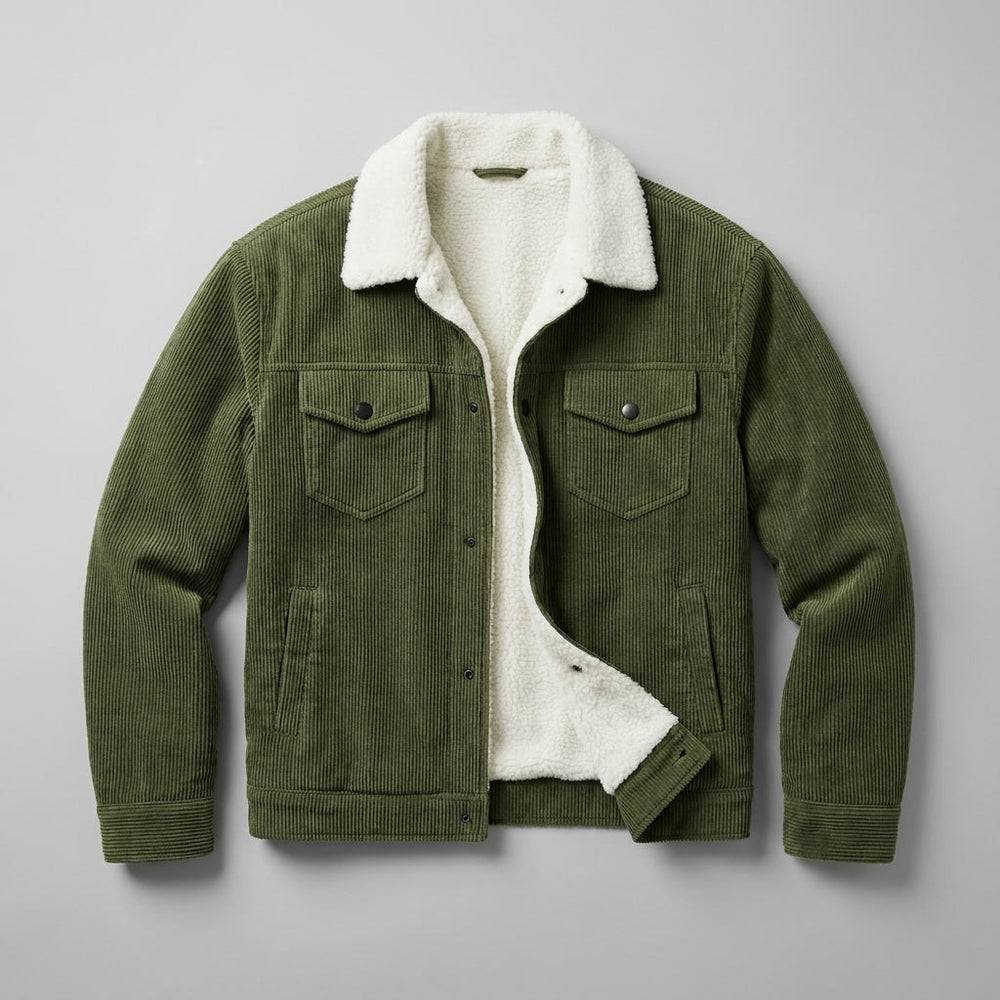winterjas dames in tailored corduroy voor herfst in Groen 1
