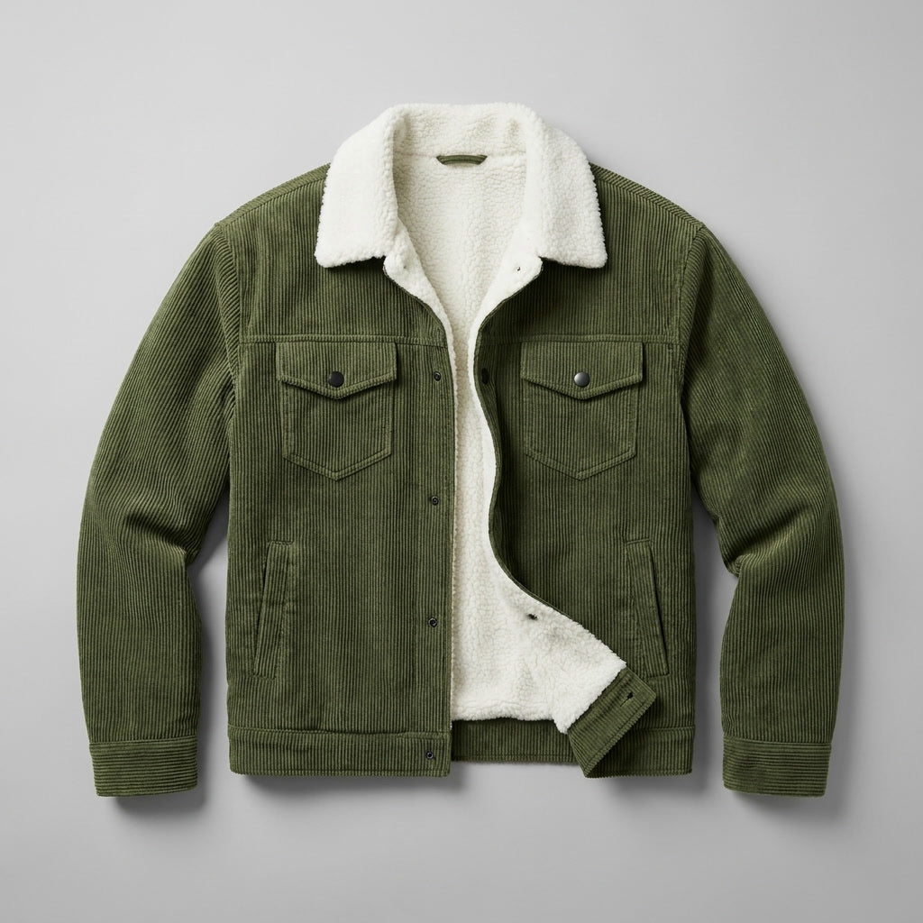 winterjas dames in tailored corduroy voor herfst in Groen 1