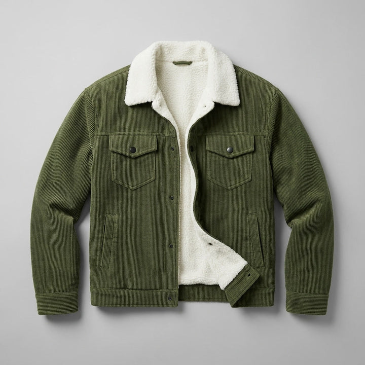 winterjas dames in tailored corduroy voor herfst in Groen 1