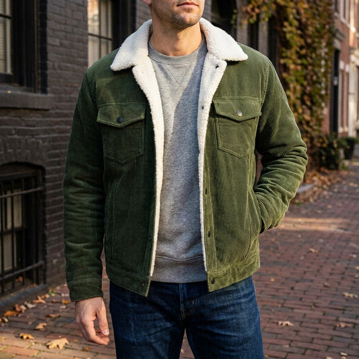 winterjas dames in tailored corduroy voor herfst in Groen 2
