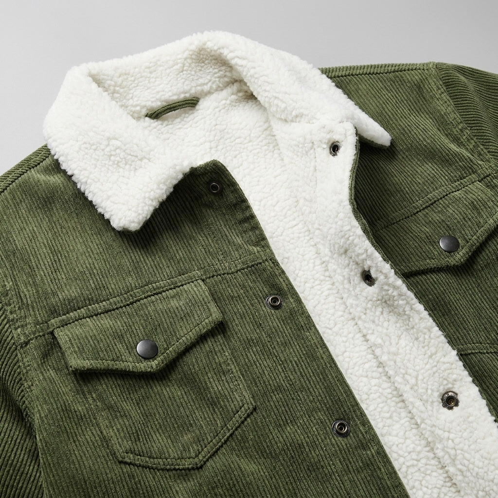 winterjas dames in tailored corduroy voor herfst in Groen 4