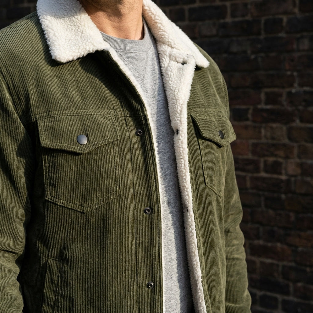 winterjas dames in tailored corduroy voor herfst in Groen 6