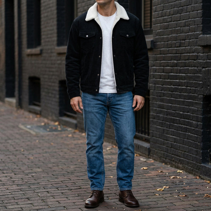 winterjas dames in tailored corduroy voor herfst in Zwart 2