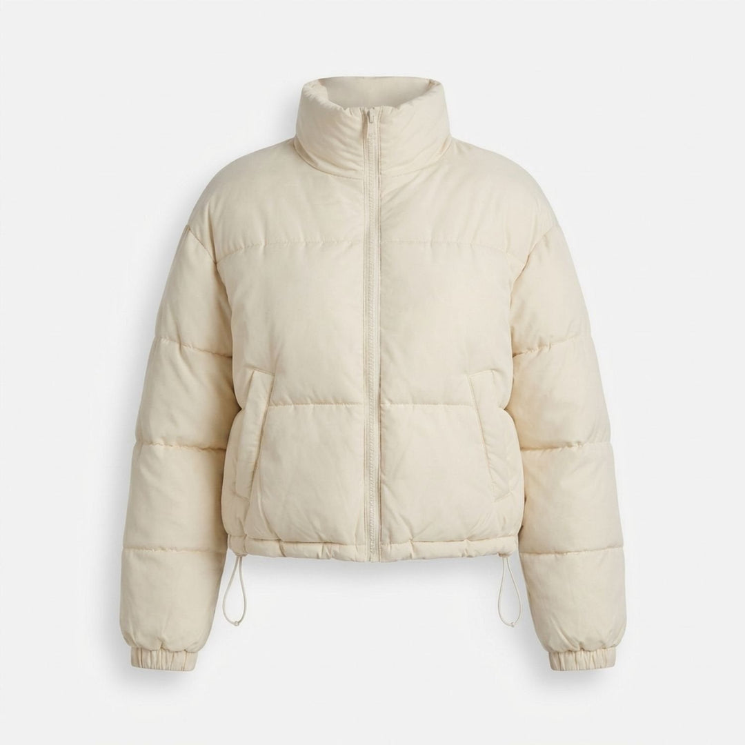 Winterjas dames korte gesteppte voering in Beige