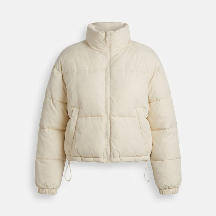 Winterjas dames korte gesteppte voering in Beige