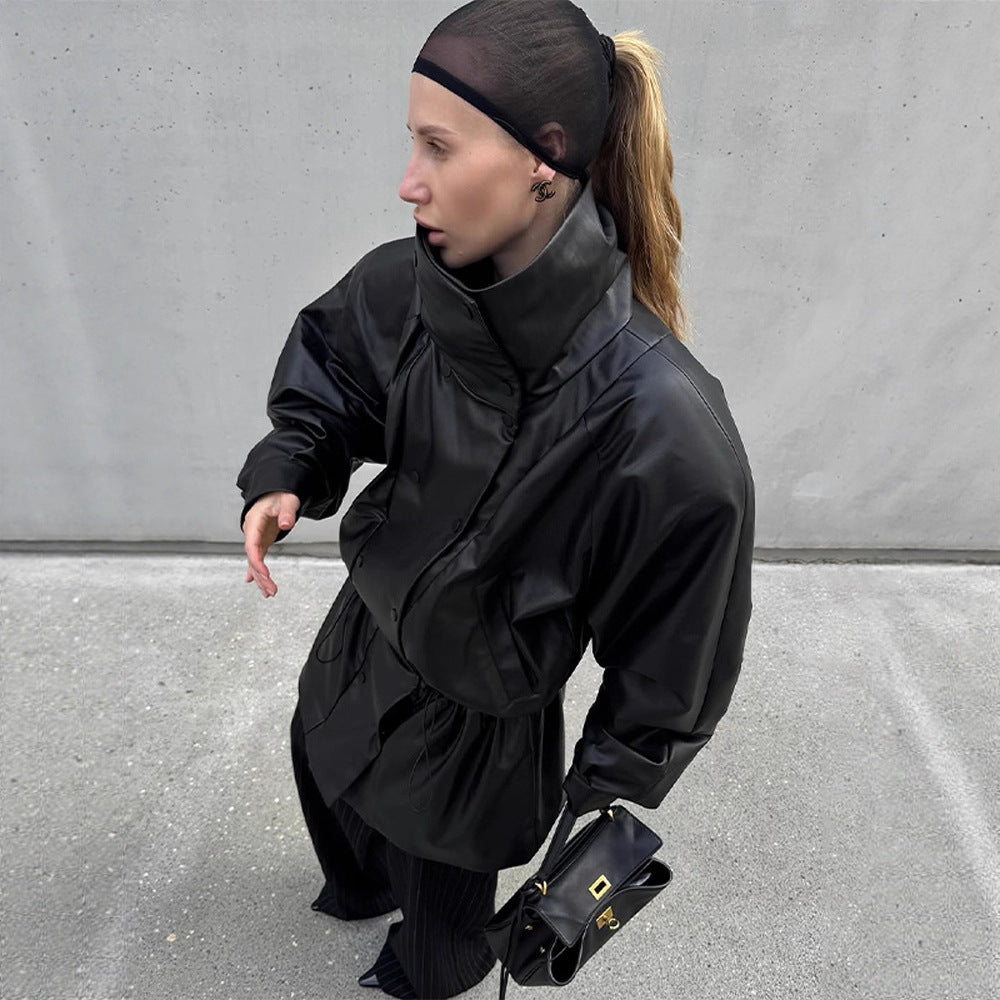 Winterjas dames kunstleder oversized (4)