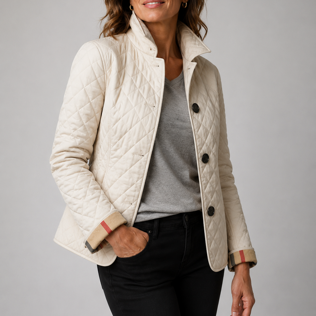 Winterjas dames licht gewatteerd elegant in Beige