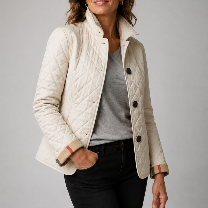 Winterjas dames licht gewatteerd elegant in Beige