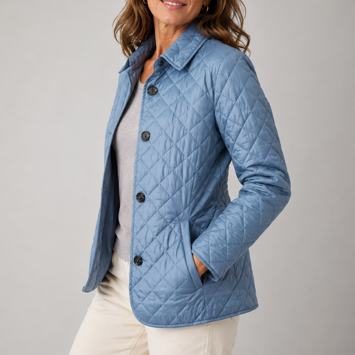 Winterjas dames licht gewatteerd elegant in Lichtblauw