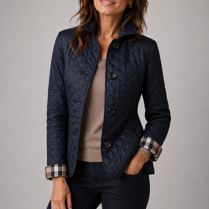 Winterjas dames licht gewatteerd elegant in Marineblauw