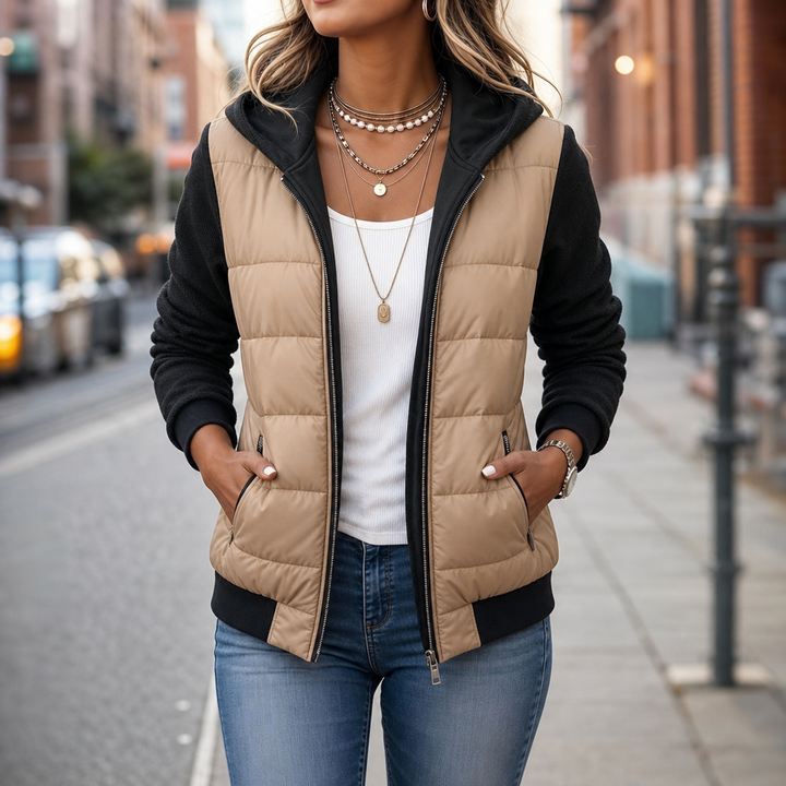 Winterjas dames met warme strickdetails in Zwart