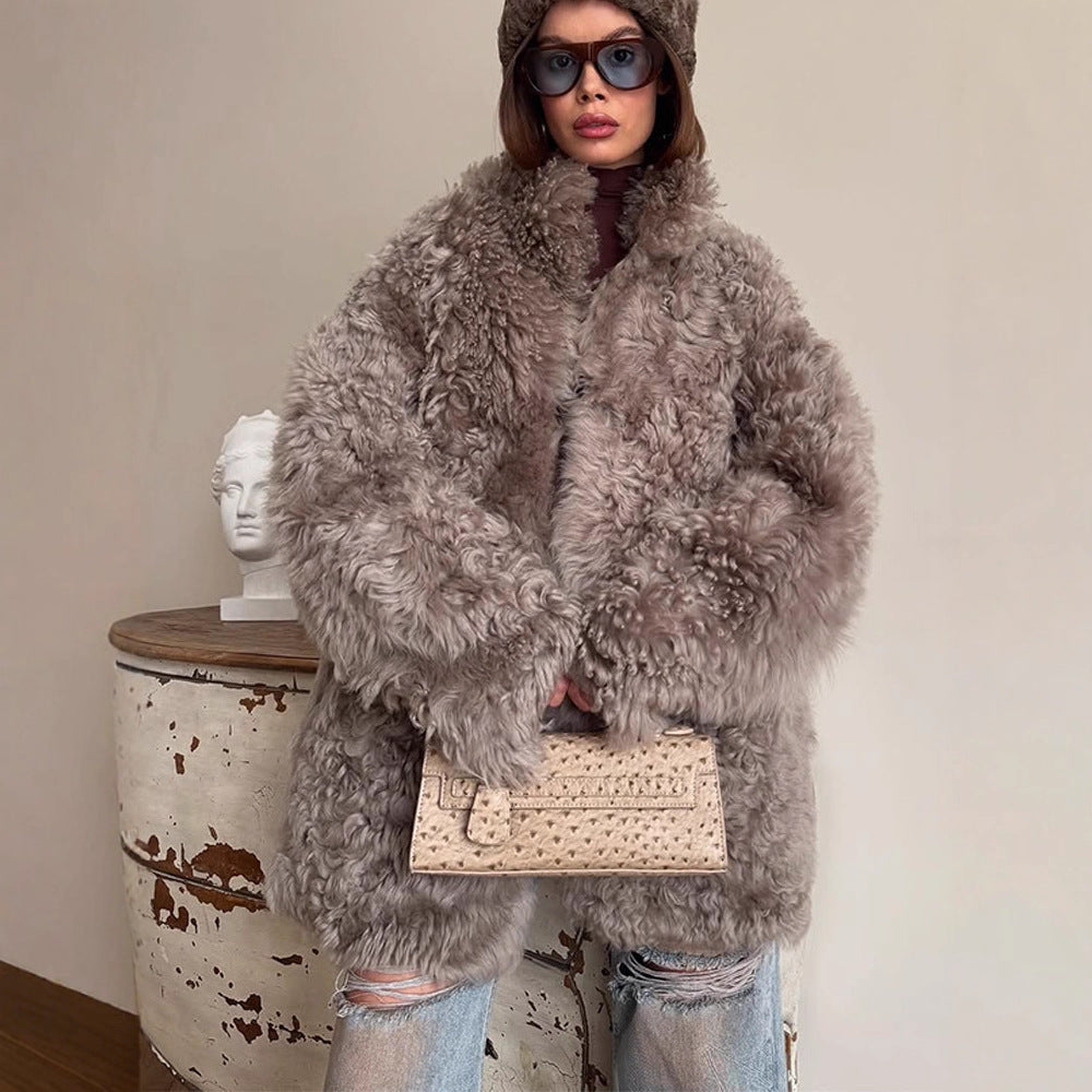 Winterjas dames midilange kunstbont oversize