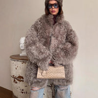 Jasmijn | Winterjas dames midilange kunstbont oversize