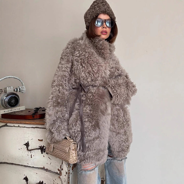 Winterjas dames midilange kunstbont oversize (2)