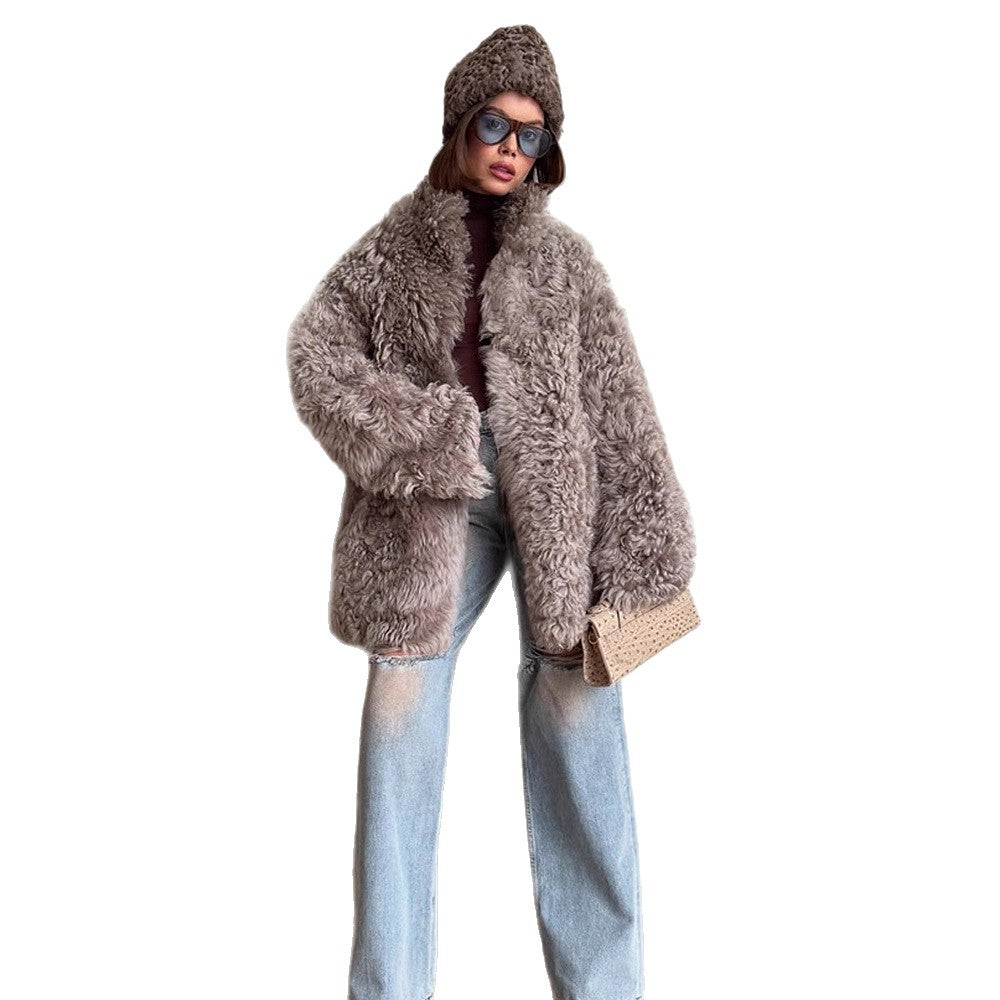 Winterjas dames midilange kunstbont oversize (5)