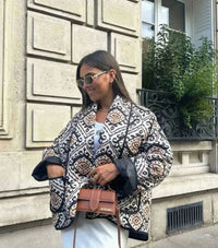 Lynn | Winterjas dames oversized met geometrisch patroon