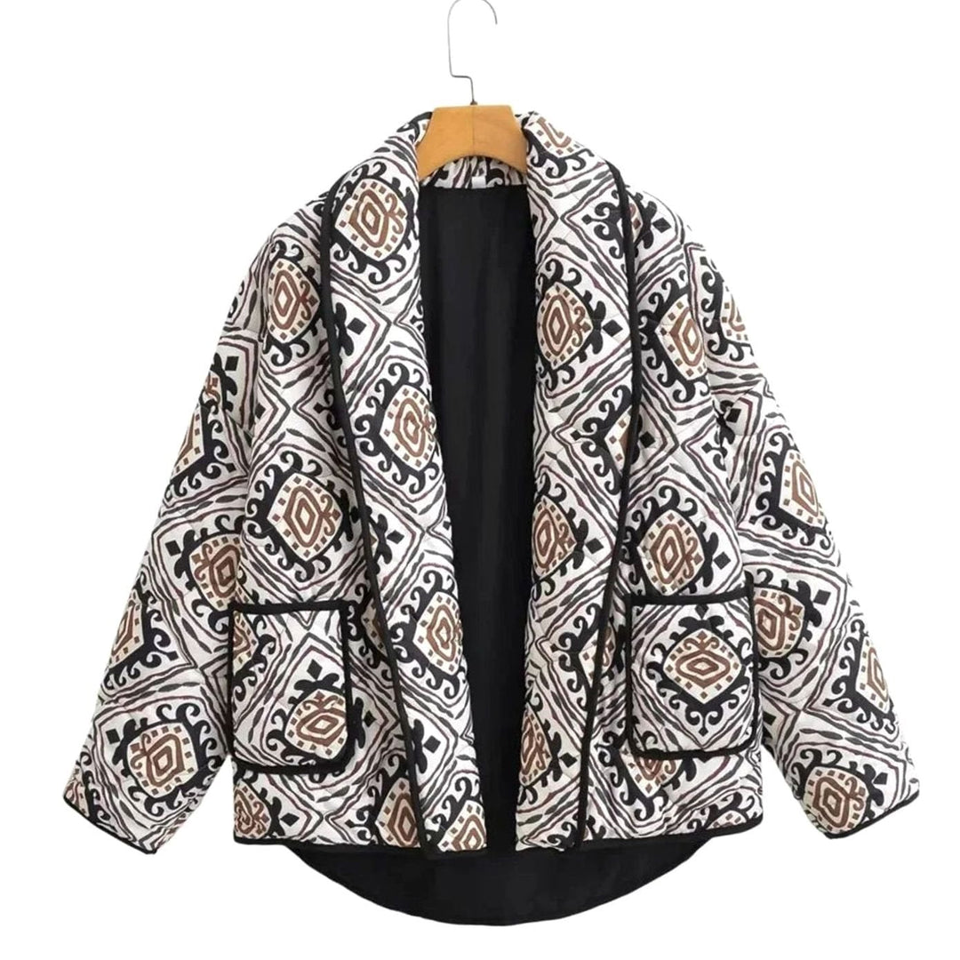Winterjas dames oversized met geometrisch patroon in Pattern