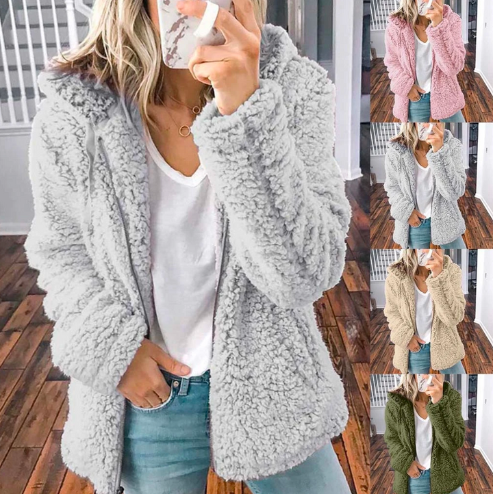 Winterjas dames oversized teddy fleece (5)