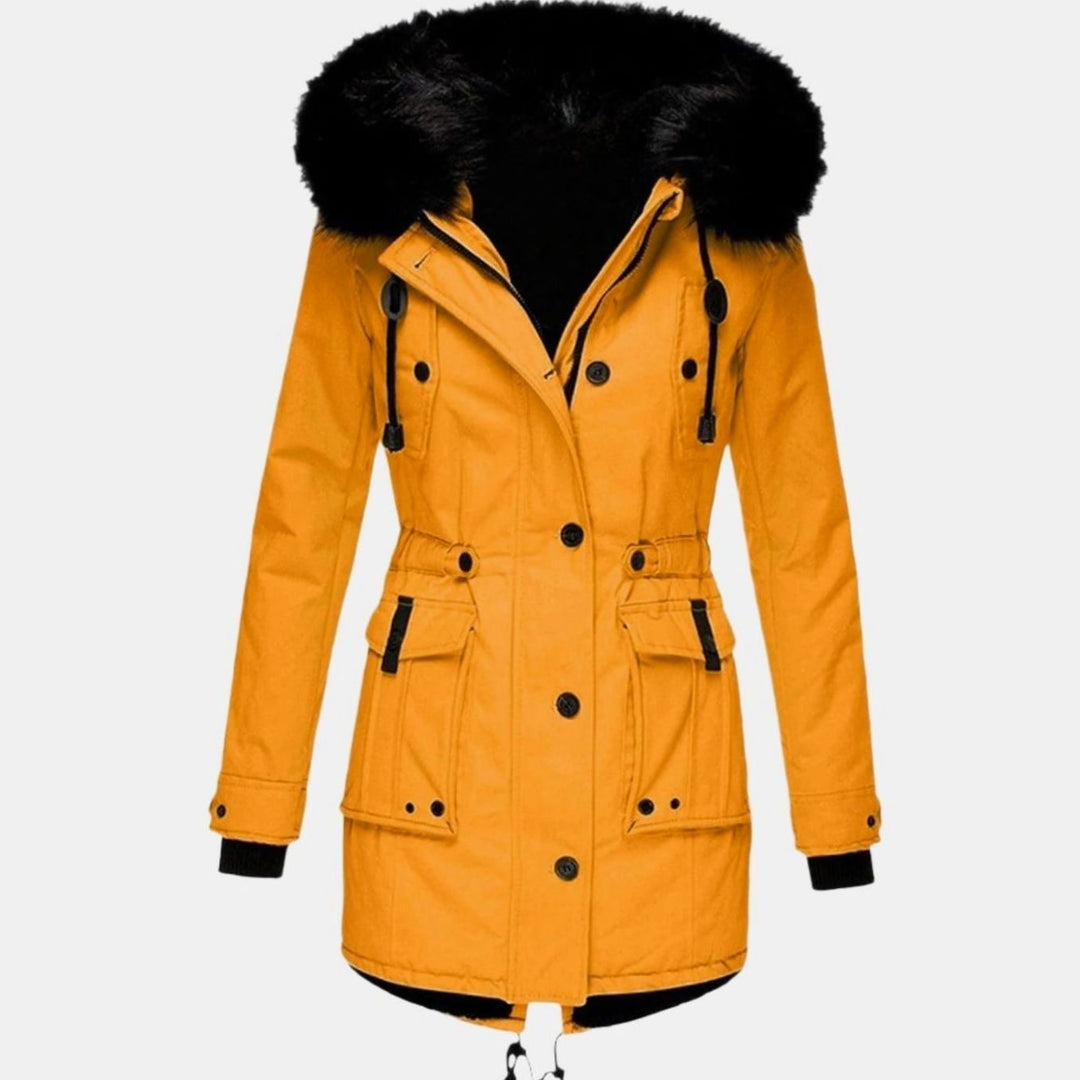 Winterjas dames parka met capuchon in Goudkleurig