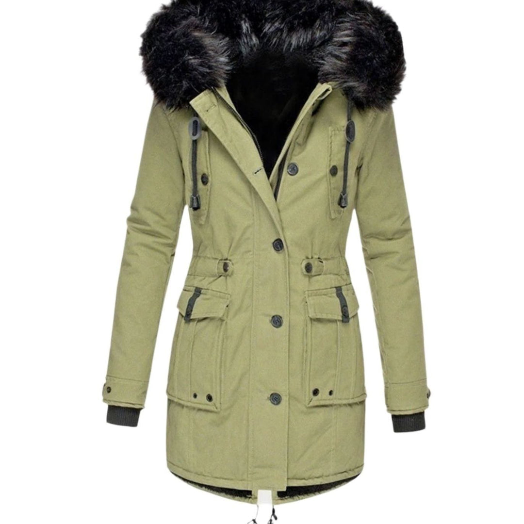 Winterjas dames parka met capuchon in Groen