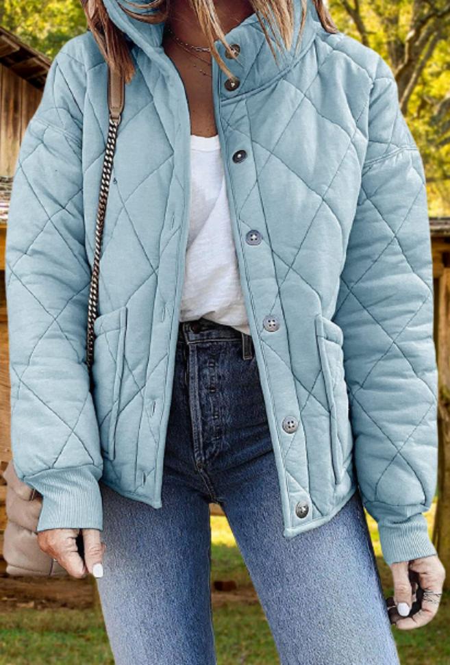 Winterjas dames relaxed fit gewatteerd in Blauw