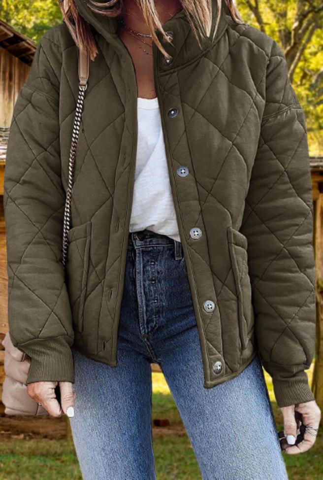 Winterjas dames relaxed fit gewatteerd in Groen