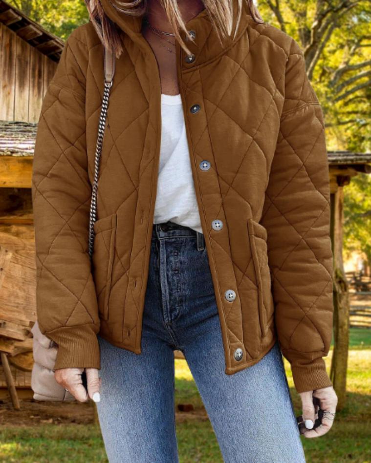 Winterjas dames relaxed fit gewatteerd in Khaki
