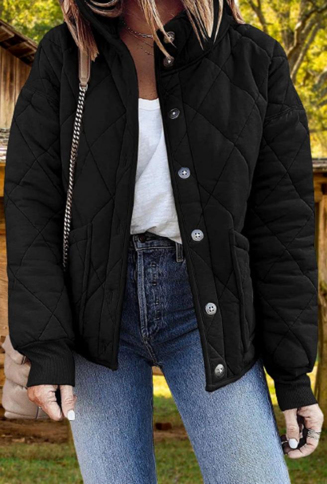 Winterjas dames relaxed fit gewatteerd in Zwart