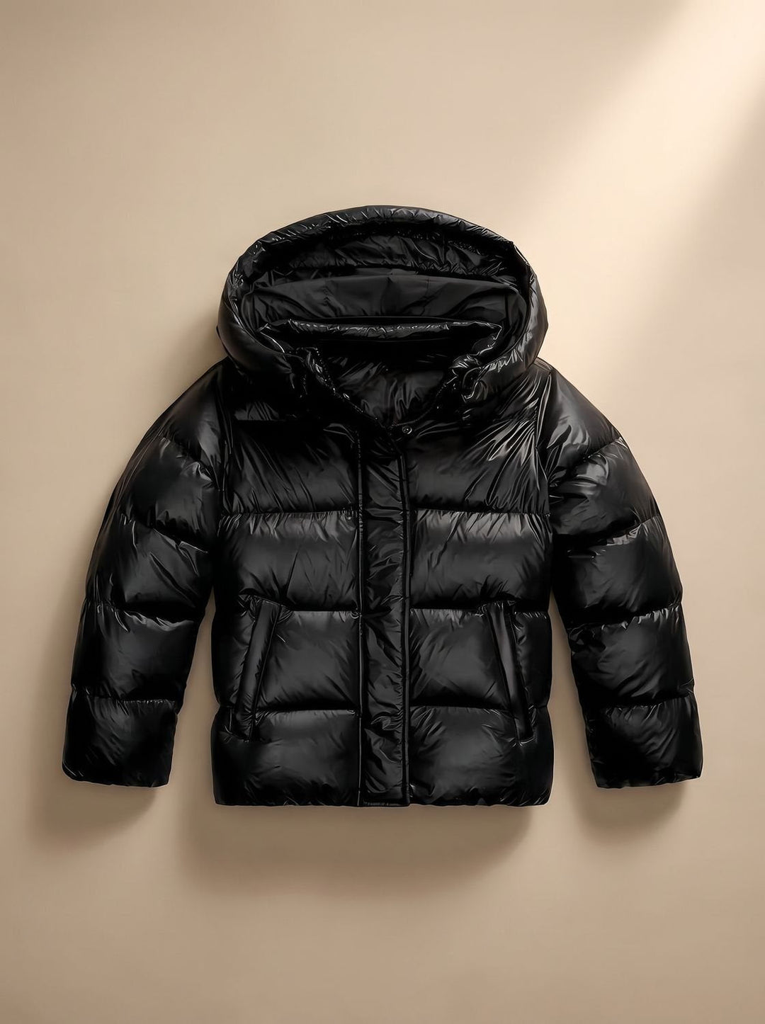 Winterjas dames tailleur gevoerd met kap in Zwart