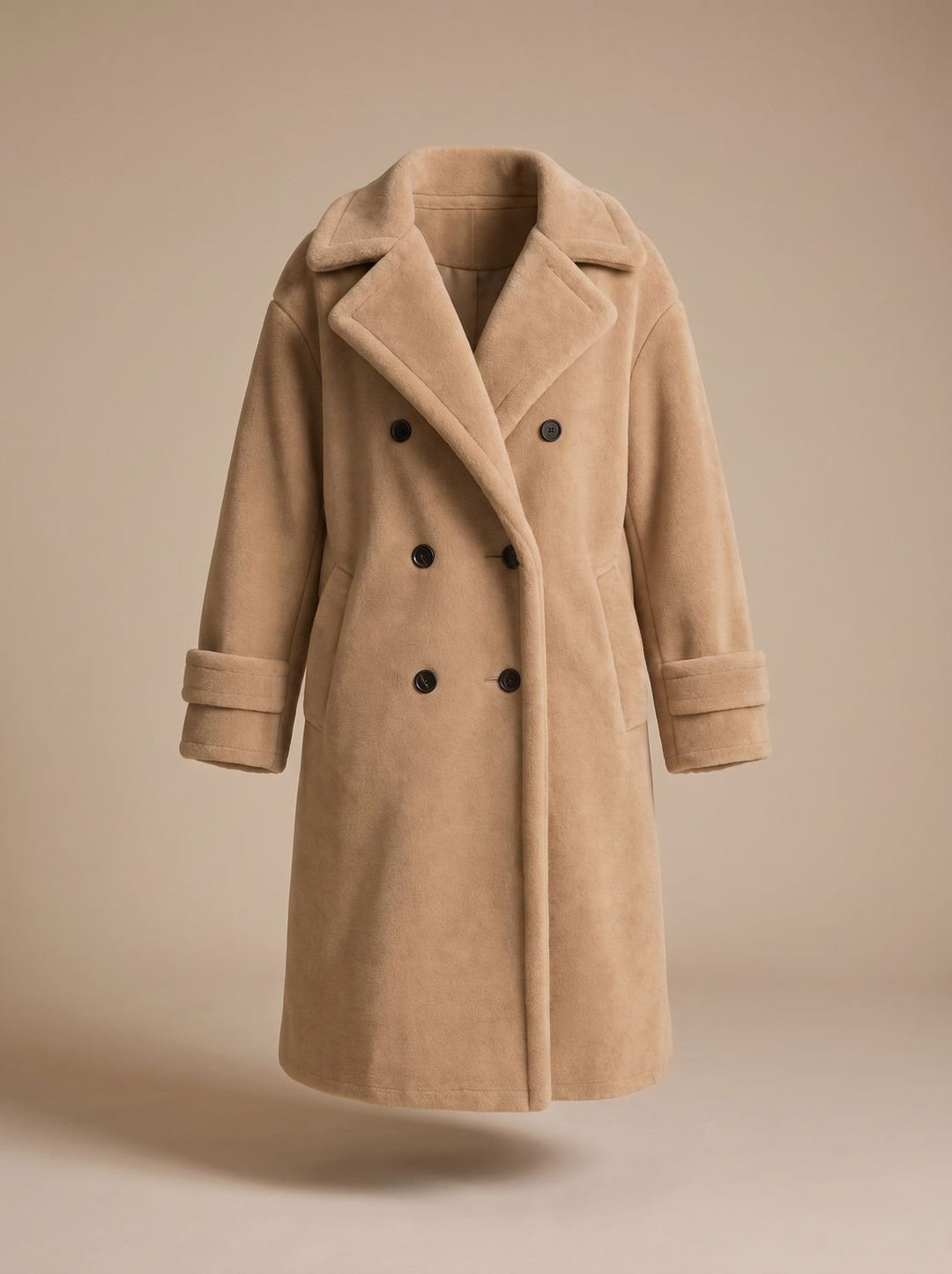 Winterjas Dames Trenchcoat-Stijl Faux Leather in Khaki