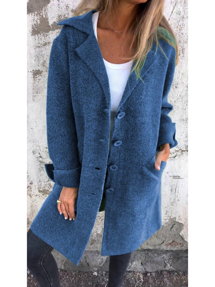 Wollen dames winterjas voor dagelijks in Blauw