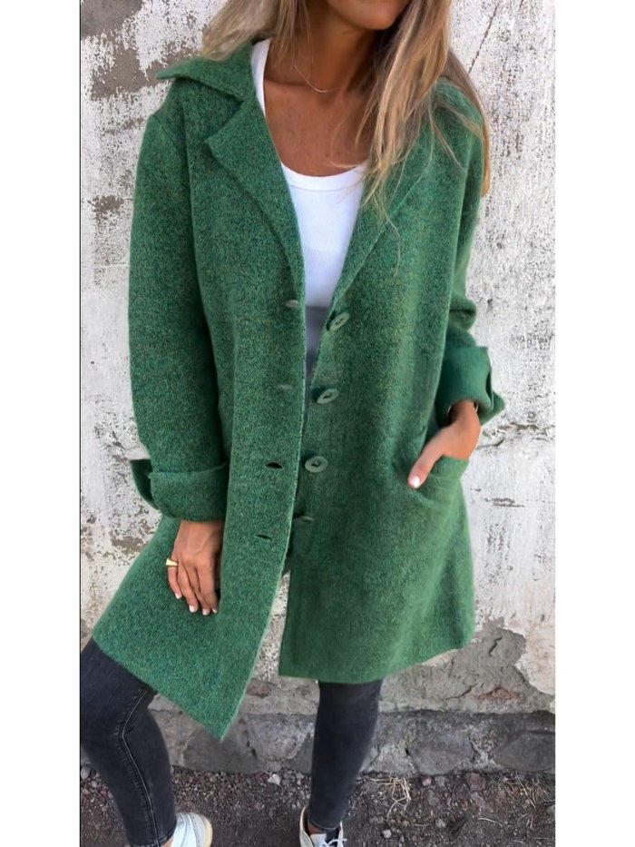 Wollen dames winterjas voor dagelijks in Groen