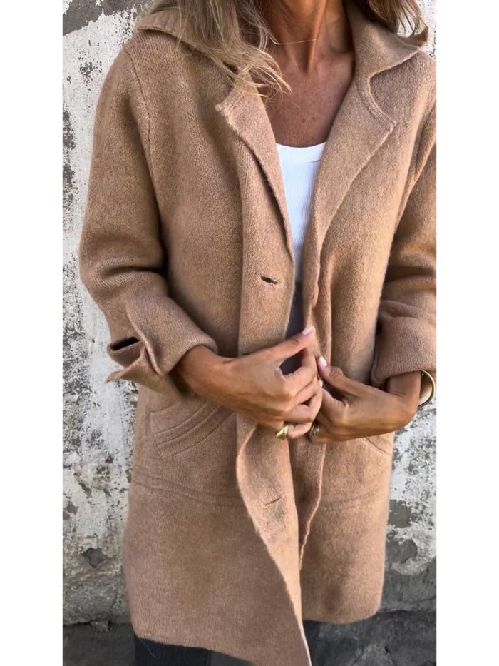 Wollen dames winterjas voor dagelijks in Khaki