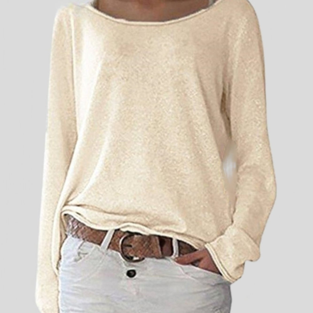 Zachte klassieke dames trui lange mouwen in Beige